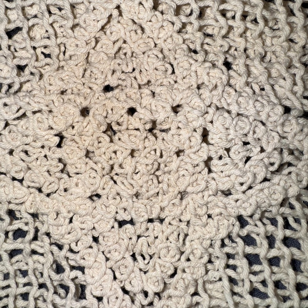 Zara Crocheted Short Sleeve Top Cream Boho Festival Beach Coastal Cowgirl Medium - Picture 4 of 14
